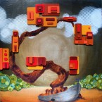 36x36 in. MM with wood relief on wood panel. SOLD*